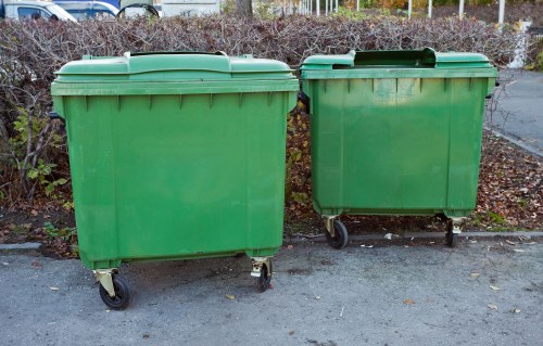 Residential area in Peckham with skip for waste disposal